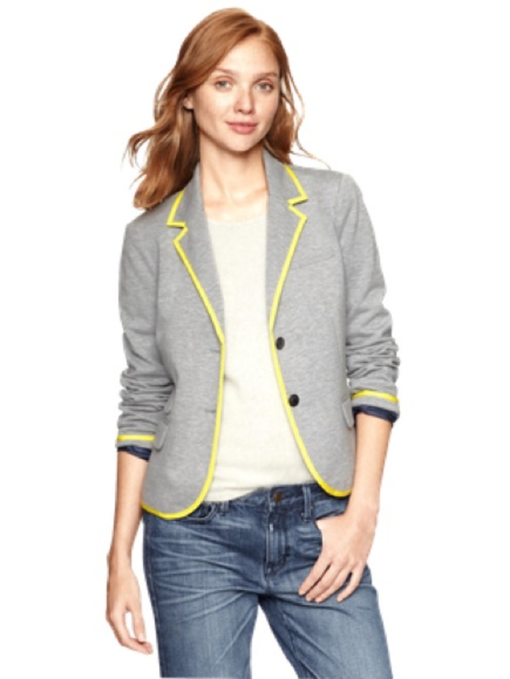 NEW GAP The Academy Blazer Grey Yellow Trim Preppy Academia Collegiate Size 6